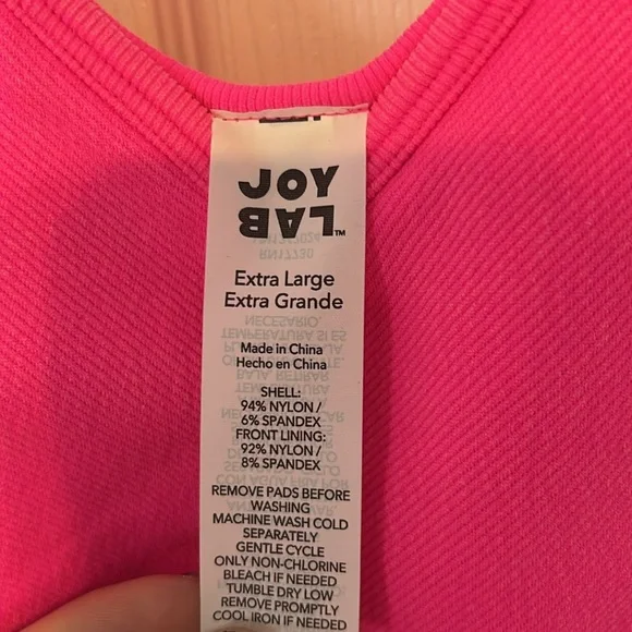 JoyLab Hot Pink Seamless V-Neck Ribbed Activewear Bodysuit Romper XL (juniors) - Picture 2 of 6